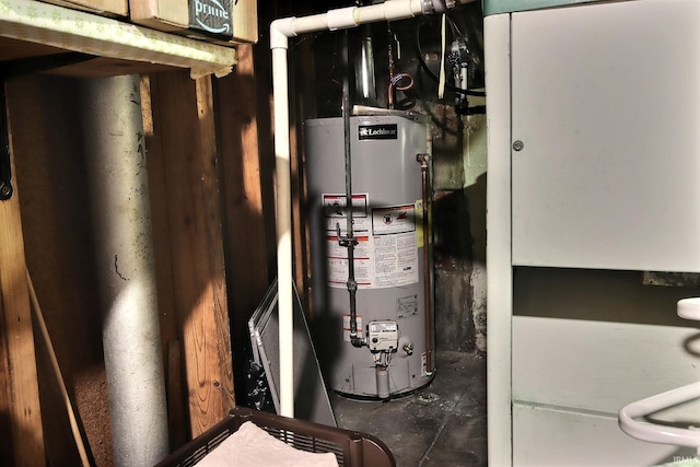 utility room with gas water heater