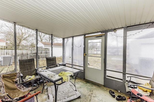 view of unfurnished sunroom