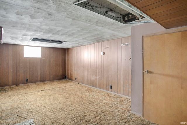 basement with wood walls