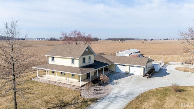 aerial view with a rural view