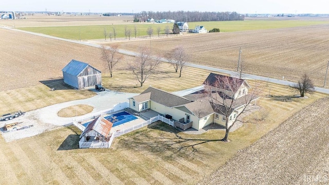 drone / aerial view with a rural view