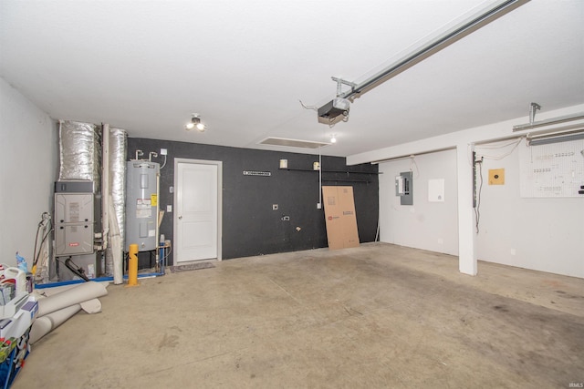 803 Knights Xing, Kendallville, IN 46755 - garage featuring electric panel, heating unit, electric water heater, and a garage door opener