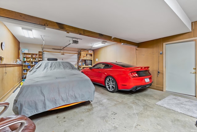 garage with a garage door opener