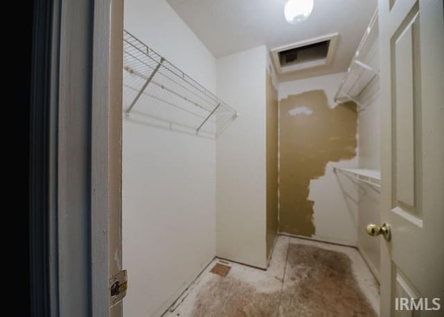 spacious closet with visible vents