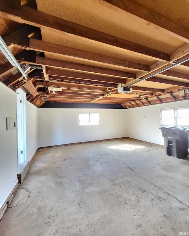 garage with a garage door opener