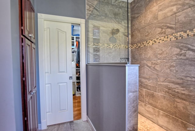 bathroom with a walk in shower