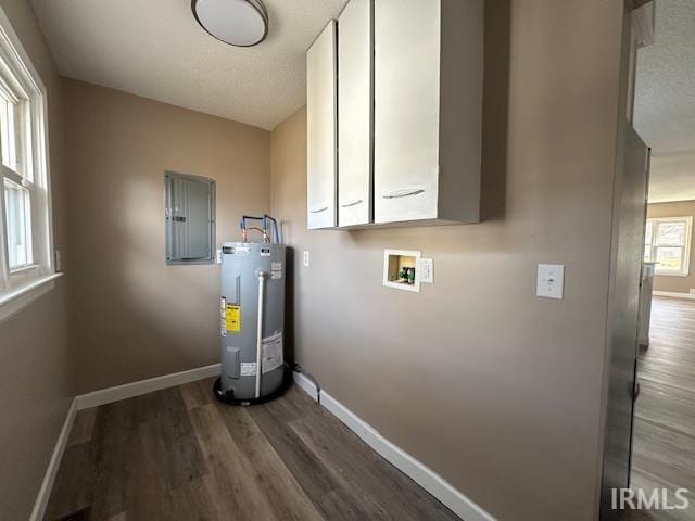 utility room featuring electric panel and water heater