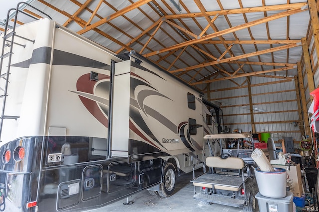 garage featuring metal wall