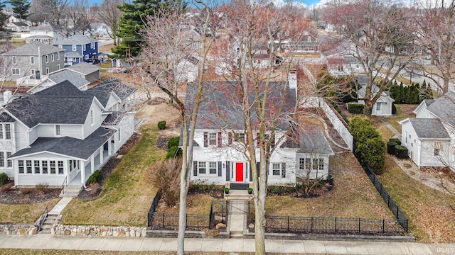 bird's eye view with a residential view