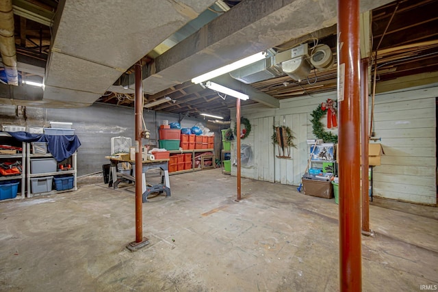 view of unfinished basement