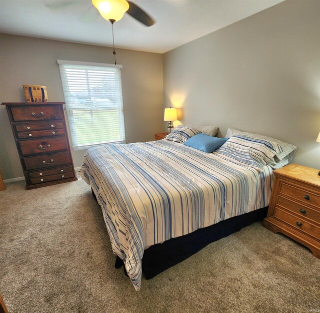 bedroom with carpet flooring and ceiling fan