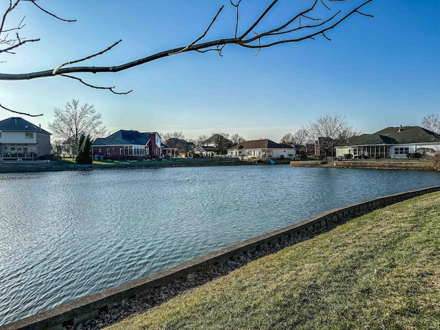 view of water feature with a residential view