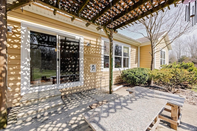 view of patio / terrace featuring a pergola