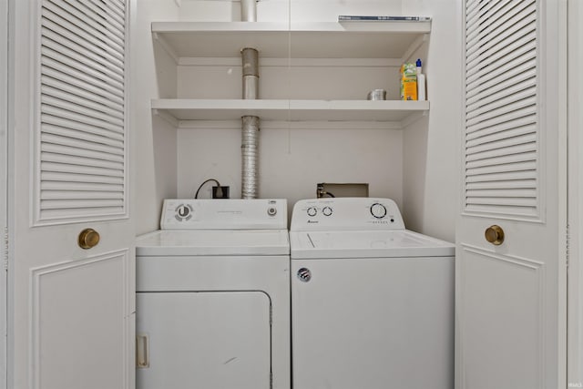 washroom featuring laundry area and washer and clothes dryer