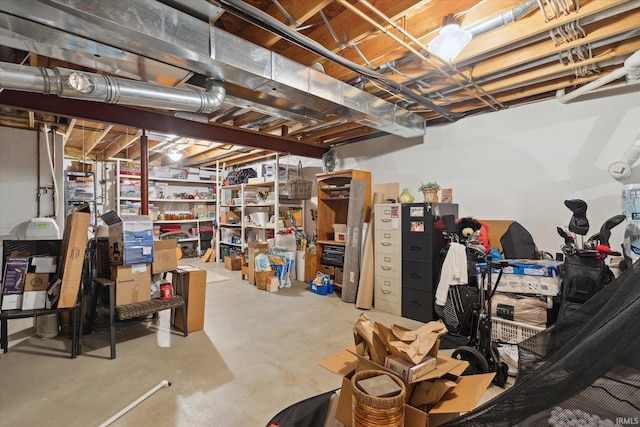 view of unfinished basement