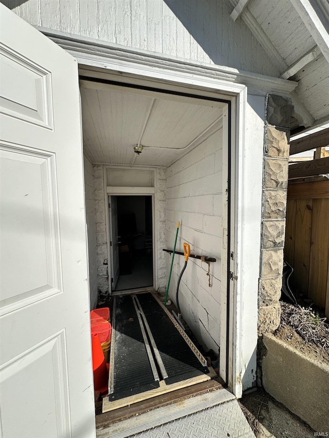 316 N Main St, Churubusco, IN 46723 - entrance to property with concrete block siding