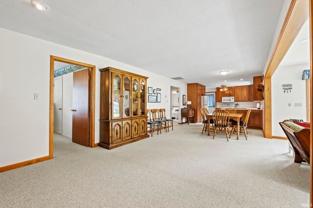 760 Ln 136 Turkey Lk, Hudson, IN 46747 - dining room featuring baseboards, light colored carpet, and a textured ceiling