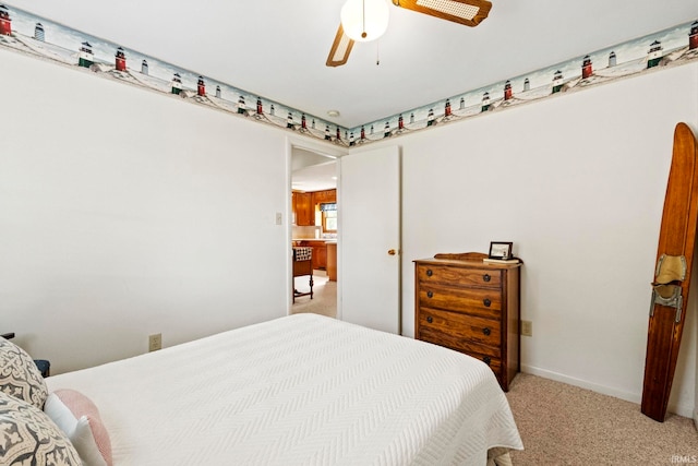 760 Ln 136 Turkey Lk, Hudson, IN 46747 - bedroom with baseboards, light colored carpet, and a ceiling fan