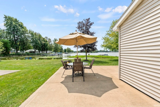 760 Ln 136 Turkey Lk, Hudson, IN 46747 - view of patio with outdoor dining area and a water view