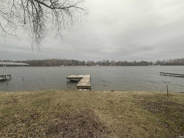 view of dock featuring a water view