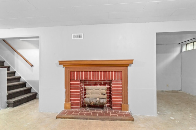 5018 Graham Ave, Evansville, IN 47715 - detailed view of a fireplace and concrete flooring