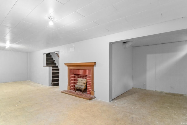 5018 Graham Ave, Evansville, IN 47715 - finished basement featuring stairs and a brick fireplace