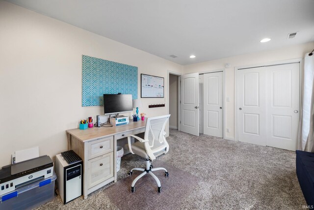 1814 Abbotsbury Way, Lafayette, IN 47909 - home office with recessed lighting, carpet, visible vents, and baseboards