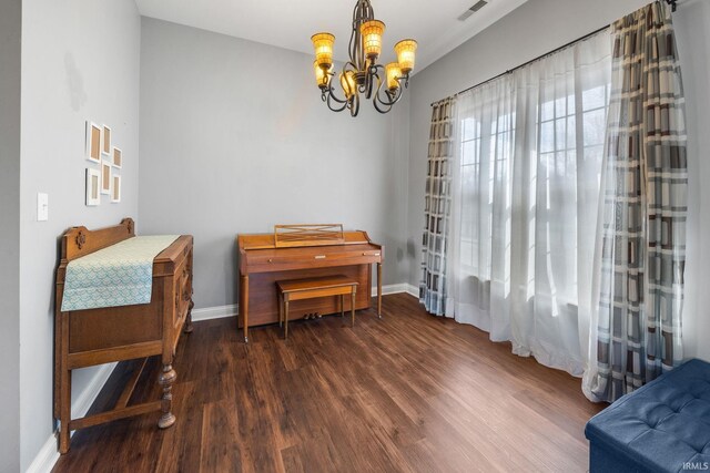 1814 Abbotsbury Way, Lafayette, IN 47909 - sitting room featuring an inviting chandelier, wood finished floors, visible vents, and baseboards