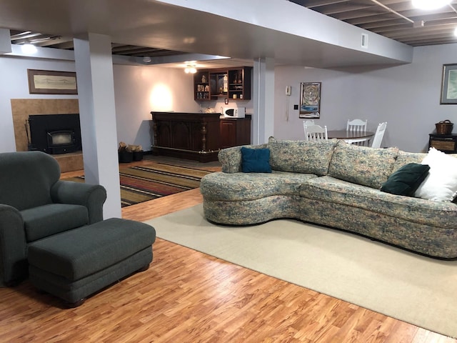 9420 Darmstadt Rd, Evansville, IN 47710 - living area featuring bar area, wood finished floors, and visible vents