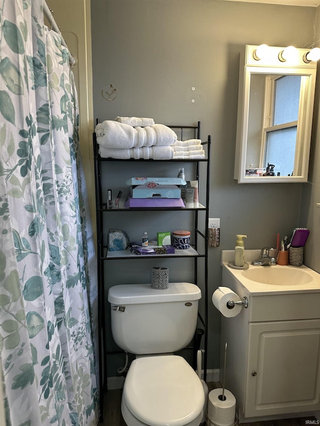 full bathroom with toilet and vanity