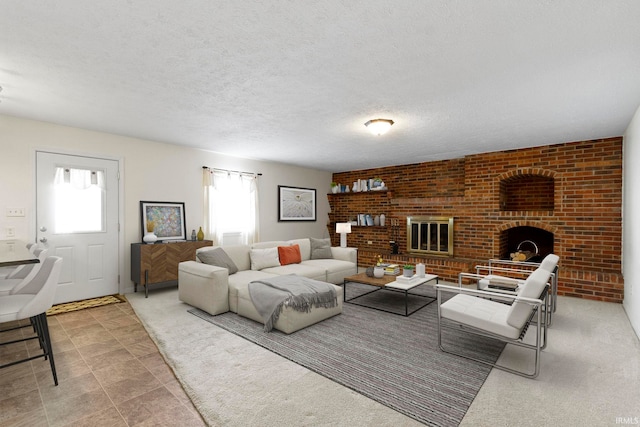 416 Maple St, Tipton, IN 46072 - living room featuring a fireplace and a textured ceiling