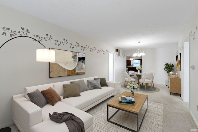416 Maple St, Tipton, IN 46072 - carpeted living area with an inviting chandelier and baseboards