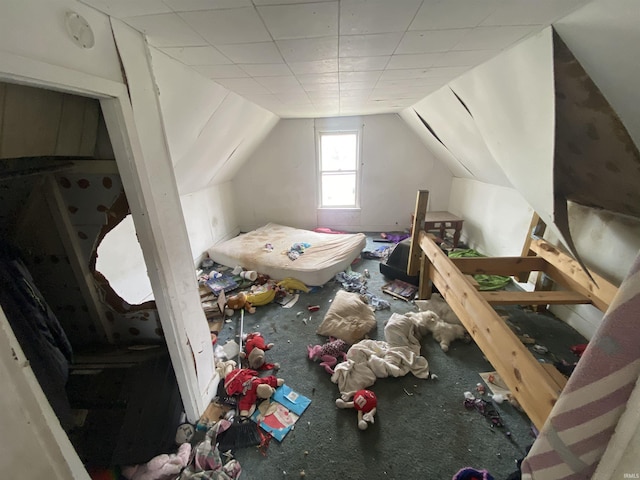 bedroom with vaulted ceiling