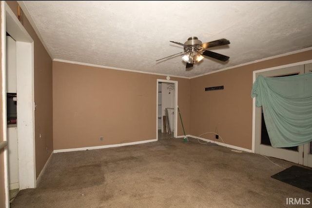 1620 Shelby Ave, Evansville, IN 47714 - unfurnished bedroom featuring baseboards, carpet floors, a textured ceiling, and crown molding