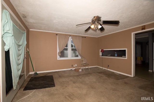 1620 Shelby Ave, Evansville, IN 47714 - interior space with ceiling fan, ornamental molding, and a textured ceiling