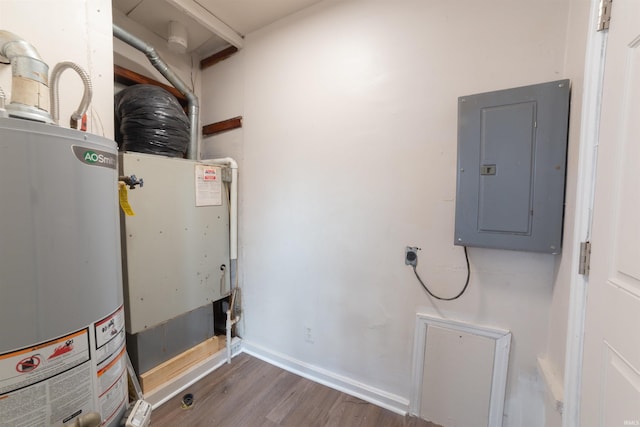 utility room with water heater and electric panel