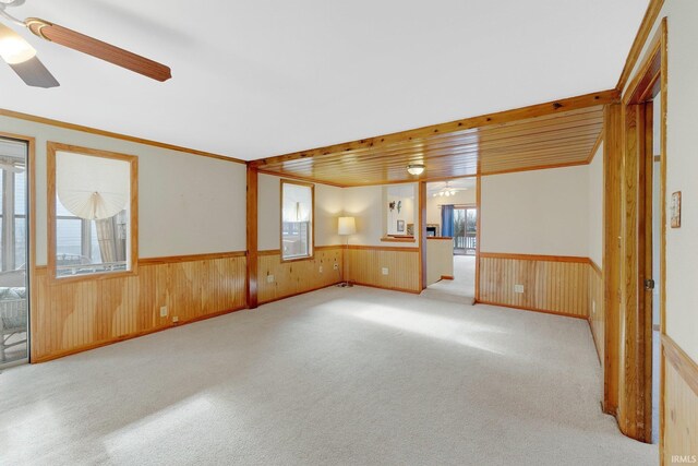 5540 N Willow Ave, Columbia City, IN 46725 - carpeted spare room featuring a wainscoted wall, a ceiling fan, and plenty of natural light
