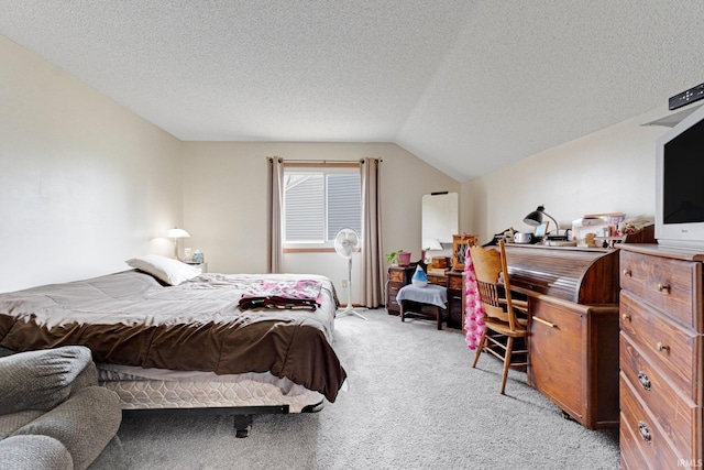 6027 Old Brook Dr, Fort Wayne, IN 46835 - bedroom with lofted ceiling, a textured ceiling, and light colored carpet