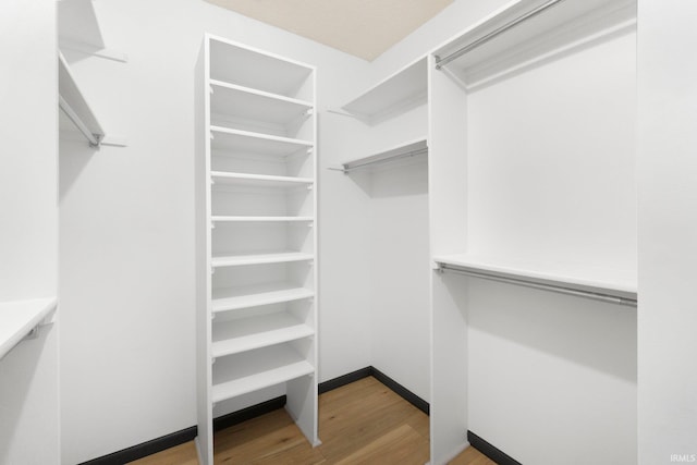 spacious closet with wood finished floors