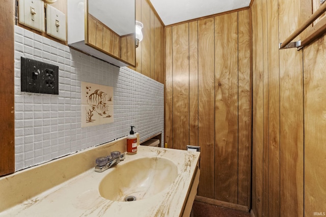 7990 S 150 E, Wolcottville, IN 46795 - bathroom featuring wooden walls and vanity