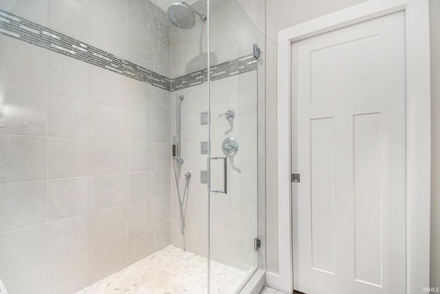 bathroom with a stall shower