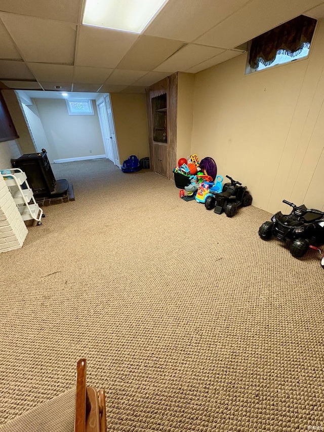 1951 Indian Mounds Blvd, Evansville, IN 47715 - game room with a drop ceiling and carpet floors