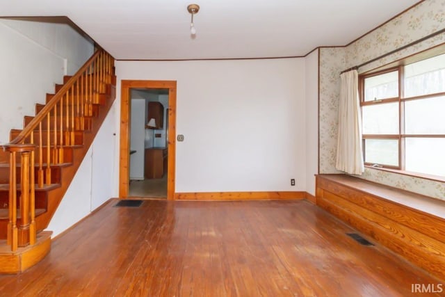 2645 S Greensboro Pike, New Castle, IN 47362 - interior space with baseboards, stairs, visible vents, and wood-type flooring