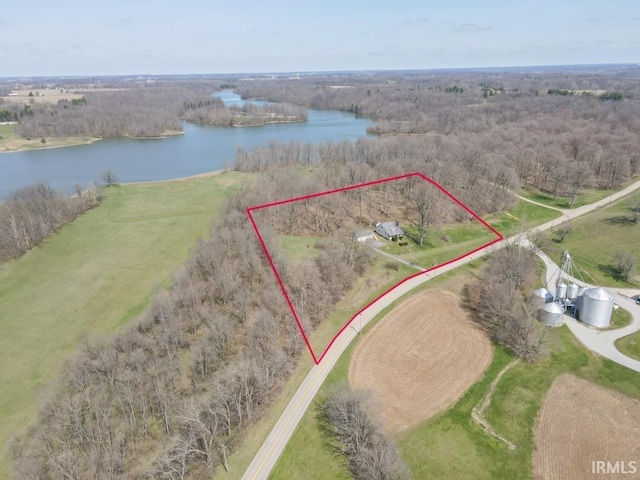 2645 S Greensboro Pike, New Castle, IN 47362 - drone / aerial view with a water view and a wooded view