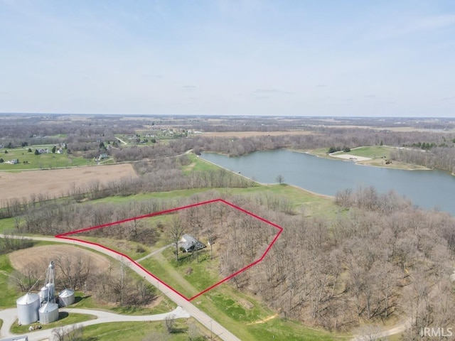 2645 S Greensboro Pike, New Castle, IN 47362 - birds eye view of property with a water view and a rural view
