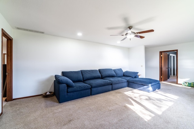 2680 S 390 W, Pleasant Lake, IN 46779 - living area with recessed lighting, baseboards, carpet floors, ceiling fan, and visible vents