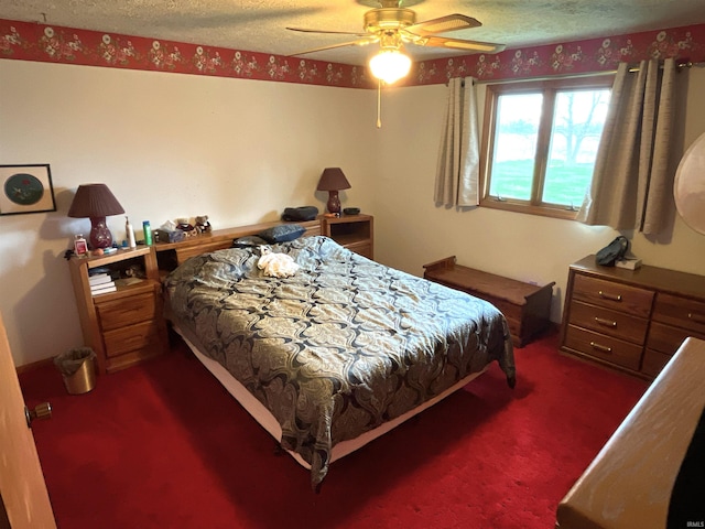 7976 W State Road 54, Switz City, IN 47465 - bedroom featuring a textured ceiling, a ceiling fan, and carpet floors