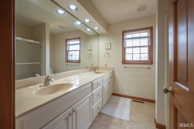 455 Lagrange St, West Lafayette, IN 47906 - full bathroom featuring baseboards, visible vents, a sink, and recessed lighting