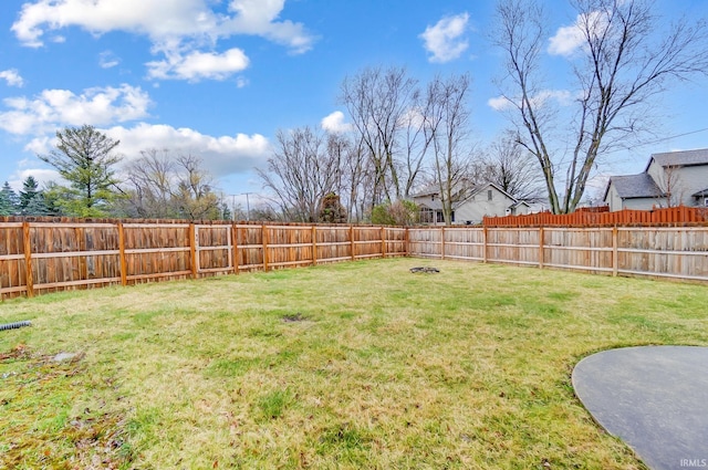 view of yard featuring a fenced backyard