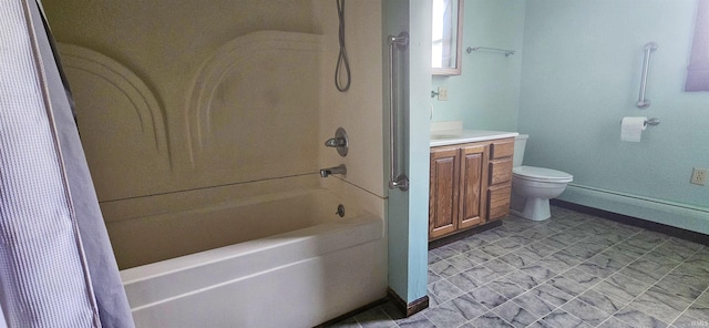 126 E 4th St, Mount Carmel, IL 62863 - full bath with washtub / shower combination, toilet, vanity, and baseboards